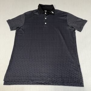 Goated Golf Polo Mens Large Black Stretch Performance Goat All Over Print EUC